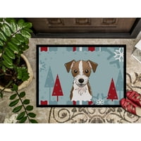 Carolines kincsek BB1698JMAT téli ünnep Jack Russell Terrier ajtószőnyeg, beltéri szőnyeg vagy kültéri üdvözlő szőnyeg
