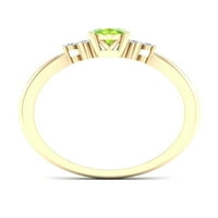 Imperial drágakő 10K sárga arany ovális vágás Peridot Ct TW Diamond női gyűrű