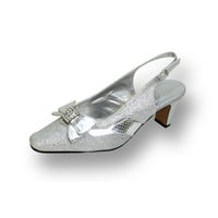 Gyöngy női széles szélességű estélyi ruha cipő esküvőre, promócióra és vacsorára ezüst 10