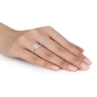 Miabella női 2-Ct. Létrehozott fehér zafír 10KT rózsa arany eljegyzési pasziánsz gyűrű