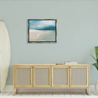 Stupell Industries nyugodt tiszta nyári strandhullámok Festés csillogás szürke úszó keretes vászon nyomtatott fali