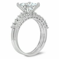 2. ct hercegnő vágott valódi valódi természetes gyémánt VS1-VS J-K 18k fehér arany Eljegyzés esküvői menyasszonyi készlet