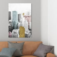 Wynwood Studio Cities and Skylines Wall Art vászon nyomtatott 'Bright City and Gold' Egyesült Államok városai - arany,