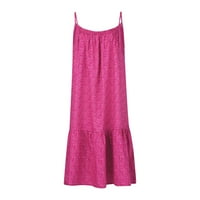 Nyári ruhák Női Sundresses Női Női Divat Alkalmi Egyszínű Kerek nyakú Pöttyös nyomtatási Parittya ruha Hot Pink 5XL