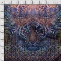 Soimoi Poly Georgette Szövet Tigris arc Panel nyomtatási Szövet az udvaron széles