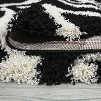 Ottomanson bolyhos zebra beltéri bozont ovális terület szőnyeg, 5'3 6'11 ovális, fekete fehér
