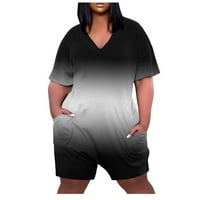 Plusz méretű gradiens nyomtatási rövidnadrág Jumpsuit Női Alkalmi V nyakú Rövid ujjú grafikus Jumpsuit nyári divatos
