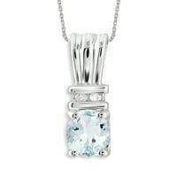JewelersClub Carat T.G.W. Aquamarine és fehér gyémánt akcentus 14K arany az ezüst női medál felett, 18