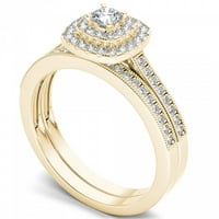 1 2Ct TDW Diamond 14K Sárga arany Halo menyasszonyi készlet