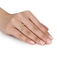 Miabella női karátos T.G.W. Baguette-vágott citrin és karat T.W. Gyémánt 14KT sárga arany nyitott crossover gyűrű