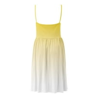 Női ruhák alkalmi nyári spagetti szíj Tartály Ujjatlan strand ruha egy vonal ruha Laza Sundress, Sárga, XXL