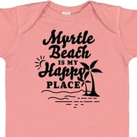 Az Inktastic Myrtle Beach Az én boldog helyem pálmafákkal ajándék kisfiú vagy kislány Body