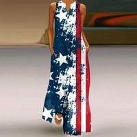 Miayilima alkalmi ruha nőknek Függetlenség Napja alkalmi Plusz méretű v nyakú ruha ujjatlan Napi Divat amerikai július
