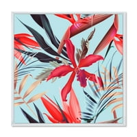 Designart 'Vintage Tropical Flowers IV' hagyományos keretes vászon fali művészet
