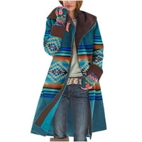 symoid Női kabátok-Alkalmi Hosszú ujjú csíkos Patchwork hosszú kardigán felsők blúz kabát Kék XXL