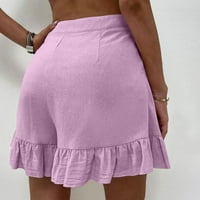 Olyvenn női nyári divat Egyszínű Alkalmi széles láb rakott fodros lélegző kényelmes laza elasztikus magas derék nadrág
