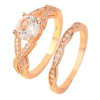 Yubnlvae Gyűrű Kerek Alakú Rózsa Arany Gyűrű Négy Karom Strasszos Eljegyzési Gyűrű Esküvői Gyűrű Készlet Kerek Strasszos
