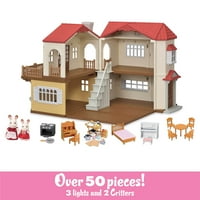 Calico Critters Red Roof Country Home, Babaház játékkészlet figurákkal, bútorokkal és kiegészítőkkel