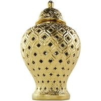 Decmode 10 18 arany kerámia dekoratív üvegek geometriai kivágással és fedéllel, 1-darabból