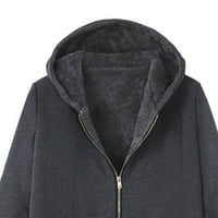 Hfyihgf Női Hosszú Kapucnis tunika Téli meleg gyapjú bélelt kabátok alkalmi pulóver plusz méretű cipzáras kabát felsőruházat