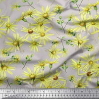 Soimoi Zöld Poly Georgette szövet sárga Virágmintás Szövet az udvaron széles