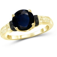 JewelersClub Sapphire Ring Birthstone ékszerek - 2. Karát -zafír 14K aranyozott ezüst gyűrű ékszerek fekete gyémánt