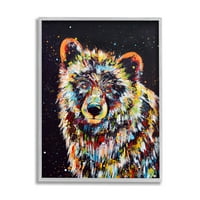 Modern medve városi stroke állatok és rovarok festés szürke keretes művészeti nyomtatási fal művészet