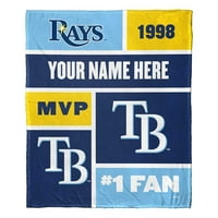 Tampa Bay Rays MLB Colorblock személyre szabott selyem tapintású takaró