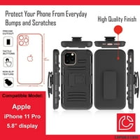 Kapszula tok kompatibilis az iPhone Pro-val [katonai minőségű védelem Ütésálló nagy teherbírású Kickstand tok Fekete
