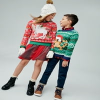 Ünnepi idő lányok 3D díszített karácsonyi pulóver, 4- és plusz méretű