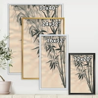Designart 'Vintage Fekete -fehér bambusz i' Hagyományos keretes vászon fal art nyomtatás