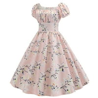 wendunide nyári ruhák nőknek nők Vintage 1950-es évek Retro Rövid ujjú nyomtatás esti Party ruha Prom Swing Ruha Rózsaszín