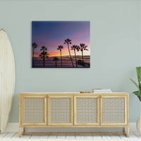 Élénk naplemente pálmafák Horizon Coastal Photot Galéria Csomagolt vászon nyomtatott fal művészet