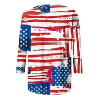 Lastesso Női Divat Függetlenség Napja nyomtatott póló ujjú blúz kerek nyakú Alkalmi felsők Női amerikai zászló ruhák