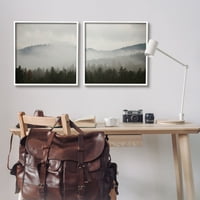 Stupell Industries csendes ködös hegyi erdő természet tájfotózás Fénykép fehér keretes művészeti nyomtatott fali művészet,