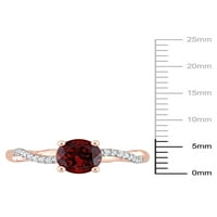 1- Carat T.G.W. Garnet és Carat T.W. Gyémánt 14KT rózsa arany crossover eljegyzési gyűrű