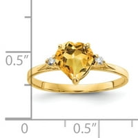 Primal Gold Karat sárga arany szív citrin és gyémánt gyűrű