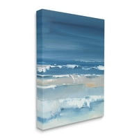 Stupell Industries gördülő strandhullámok habos Shoreline Painting Galéria csomagolt vászon nyomtatott fali művészet,