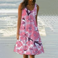Női ruhák Női Shift Crew nyak ujjatlan virágos középhosszú nap ruha strand nyári ruhák Rózsaszín M