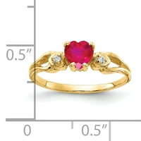Primal arany karátos sárga arany szív Rubin és gyémánt gyűrű
