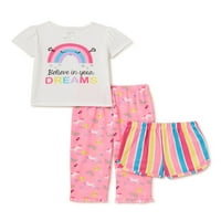 Wonder Nation kisgyermek lányok álom pizsamák, 3 darabos készlet