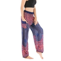Lu Elegáns Női Boho nadrág hárem Smocked derék jóga hippi Palazzo Beach nadrág kék Egy méret