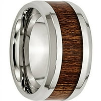 Rozsdamentes acél polírozott barna fa Inlay zománcozott gyűrű, többféle méretben kapható