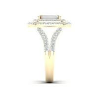 Imperial Gemstone 10K sárga aranyozott ezüst párnás vágás létrehozott opál létrehozott fehér zafír halo női koktélgyűrű