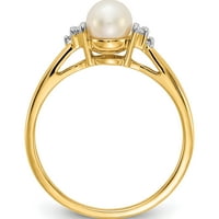 14k sárga arany gyémánt és Fw tenyésztett gyöngy gyűrű készült Indiában y11646aa