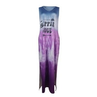 Női ruhák Szabadidő V-nyakú ujjatlan kényelem derék nyári boka Hossza Maxi lila nyomtatott ruha XXXL