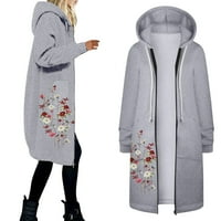 labakihah kabátok női női virágmintás alkalmi cipzáras kapucnis kabát kabát szürke s