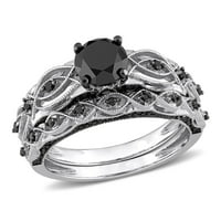 Miabella női 1- Carat T.W. Fekete gyémánt végtelenített esküvői gyűrű 10 kt fehéraranyban