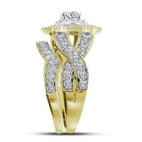 14k sárga arany kerek gyémánt Halo menyasszonyi jegygyűrű szett Cttw