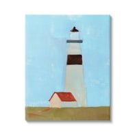 Stupell Industries világítótorony nappali kék ég vidéki füves jelenet festmény galéria csomagolt vászon nyomtatott